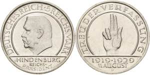 Gedenkausgaben  5 Reichsmark 1929 D ... 