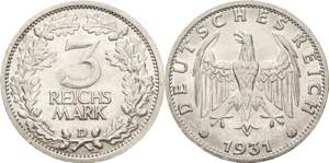 Gedenkausgaben  3 Reichsmark 1931 D ... 