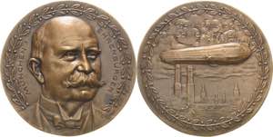 Luft- und Raumfahrt  Bronzegussmedaille 1909 ... 