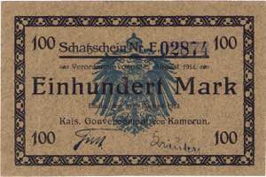 Geldscheine der deutschen Kolonien Kamerun ... 