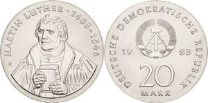 Gedenkmünzen  20 Mark 1983. Luther  Jaeger ... 