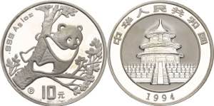 China-Volksrepublik  10 Yuan 1994, P. Panda  ... 