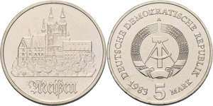 Kursmünzen  5 Mark 1983. Meißen  Jaeger ... 