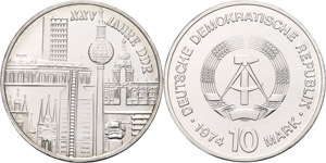 Gedenkmünzen  10 Mark 1974. Städtemotiv  ... 