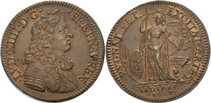 Frankreich Ludwig XIV. 1643-1715 Bronzejeton ... 