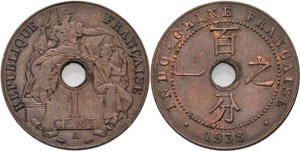 Französisch Indochina  1 Cent 1914, A-Paris ... 
