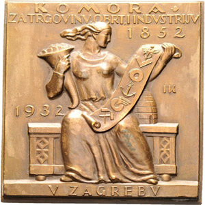 Kroatien  Einseitige Bronzeplakette 1932 ... 