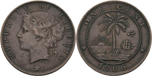 Liberia  1 Cent 1906.  KM 5 Sehr schön-fast ... 