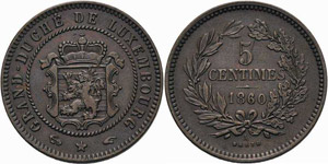Luxemburg Wilhelm III. 1849-1890 5 Centimes ... 