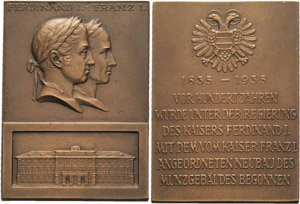 Medaillen, Städte Wien Bronzeplakette 1935 ... 
