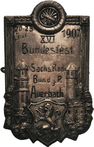 Auerbach/Vogtland  Metallabzeichen 1907 (A. ... 