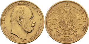 Preußen Wilhelm I. 1861-1888 10 Mark 1872 C ... 