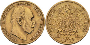 Preußen Wilhelm I. 1861-1888 10 Mark 1872 B ... 