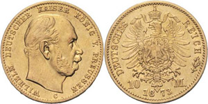 Preußen Wilhelm I. 1861-1888 10 Mark 1873 C ... 