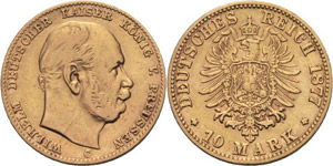 Preußen Wilhelm I. 1861-1888 10 Mark 1877 B ... 