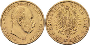 Preußen Wilhelm I. 1861-1888 10 Mark 1879 A ... 