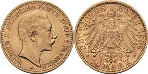 Preußen Wilhelm II. 1888-1918 10 Mark 1906 ... 