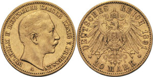 Preußen Wilhelm II. 1888-1918 20 Mark 1891 ... 