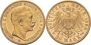 Preußen Wilhelm II. 1888-1918 20 Mark 1898 ... 