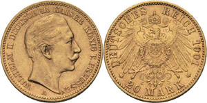 Preußen Wilhelm II. 1888-1918 20 Mark 1901 ... 
