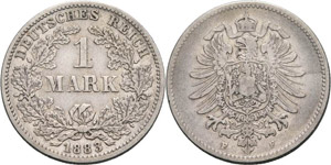Kleinmünzen  1 Mark 1883 F  Jaeger 9 ... 