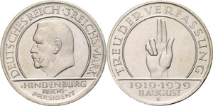 Gedenkausgaben  3 Reichsmark 1929 E ... 