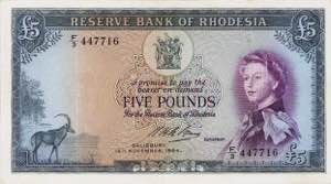 Ausland Rhodesien 5 Pounds 16.11.1964.  WPM ... 