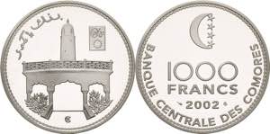Komoren  1000 Francs 2002. Caledonia Moorea ... 