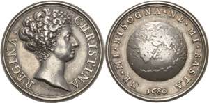 Schweden Christina 1632-1654 Silbermedaille ... 