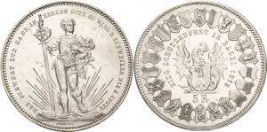 Schweiz-Eidgenossenschaft  5 Franken 1879, ... 