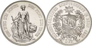 Schweiz-Eidgenossenschaft  5 Franken 1885. ... 