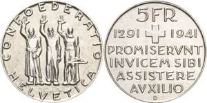 Schweiz-Eidgenossenschaft  5 Franken 1941, ... 