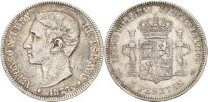 Spanien Alfons XII. 1874-1885 5 Pesetas ... 