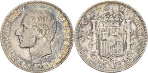 Spanien Alfons XII. 1874-1885 2 Pesetas ... 