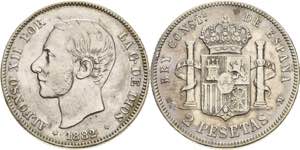 Spanien Alfons XII. 1874-1885 2 Pesetas ... 