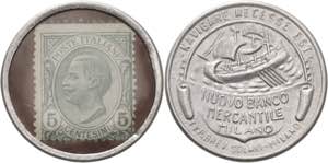 Briefmarkenkapselgeld Italien 5 Centisimi ... 