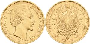 Bayern Ludwig II. 1864-1886 20 Mark 1873 D  ... 