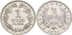 Kleinmünzen  1 Reichsmark 1926 E  Jaeger ... 