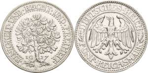 Gedenkausgaben  5 Reichsmark 1927 F Eichbaum ... 
