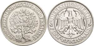 Gedenkausgaben  5 Reichsmark 1928 D Eichbaum ... 