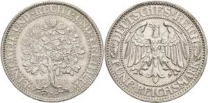 Gedenkausgaben  5 Reichsmark 1931 A Eichbaum ... 
