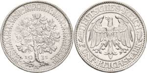 Gedenkausgaben  5 Reichsmark 1931 A Eichbaum ... 