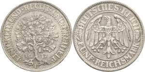 Gedenkausgaben  5 Reichsmark 1932 F Eichbaum ... 