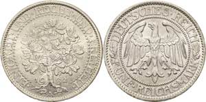 Gedenkausgaben  5 Reichsmark 1932 A Eichbaum ... 