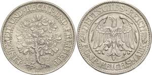 Gedenkausgaben  5 Reichsmark 1932 E Eichbaum ... 