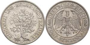 Gedenkausgaben  5 Reichsmark 1932 G Eichbaum ... 