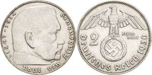 Gedenkausgaben  2 Reichsmark 1936 J ... 