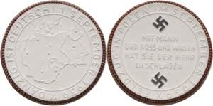 Drittes Reich  Weiße Porzellanmedaille 1939 ... 