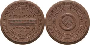 Drittes Reich  Braune Porzellanmedaille 1940 ... 