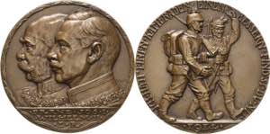 Erster Weltkrieg  Bronzegussmedaille 1914 ... 